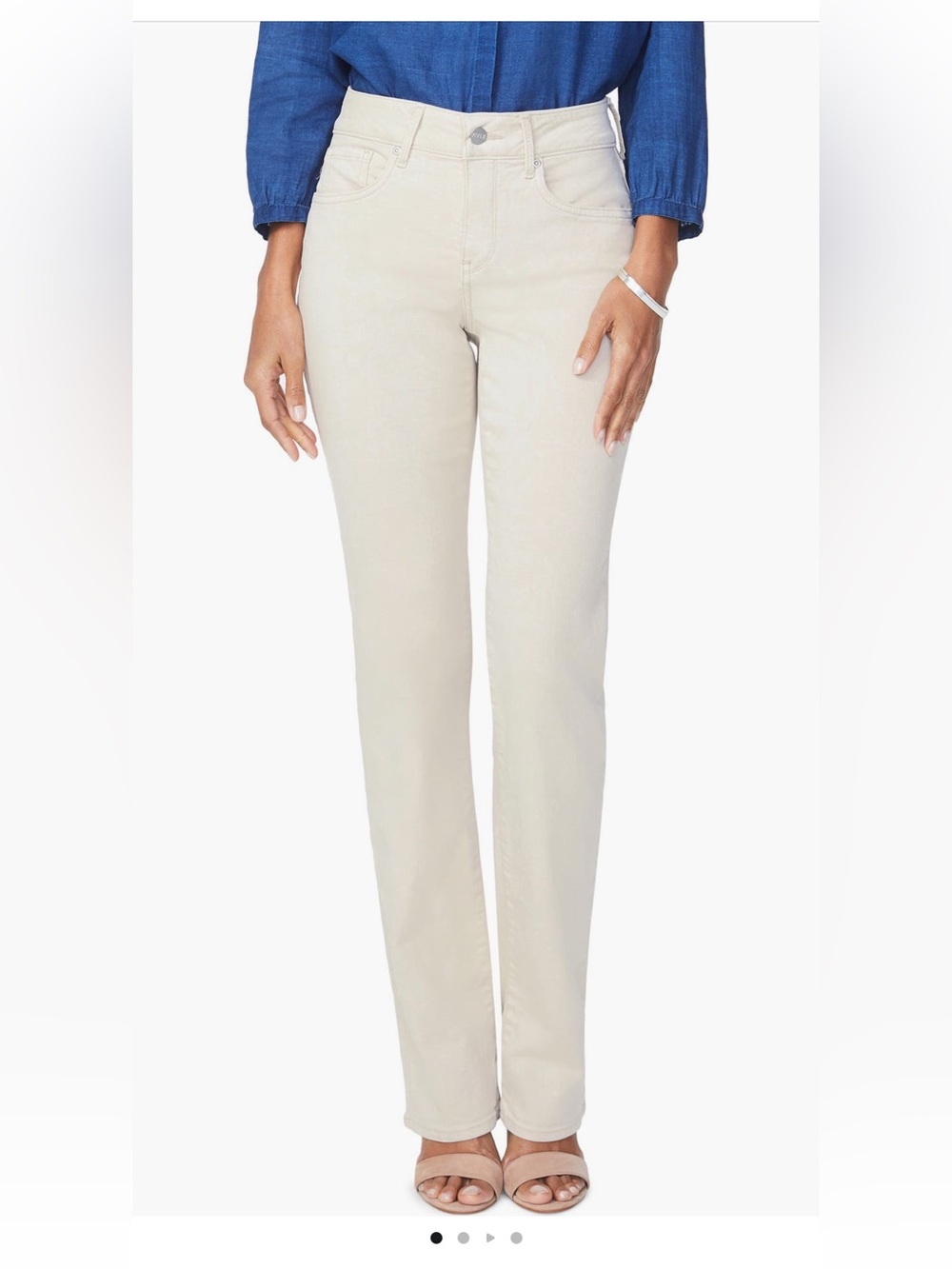 NYDJ Marilyn Straight Leg Stretch Jeans cream white ivory size 4P 4 petite NWT